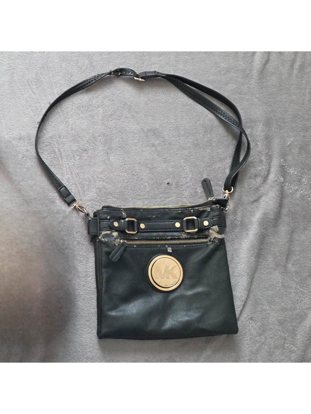 Grunge MK gold emblem shoulder bag